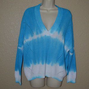 NWT $166 XS SEN Collection Blue White Knit V-Neck Sweater